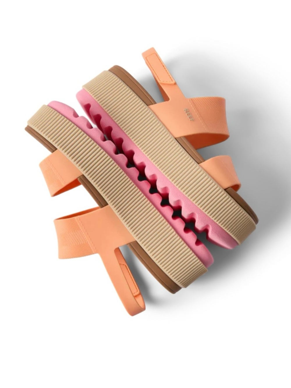 Coral Pink Platform Slide Sandals - Picture 3 of 10